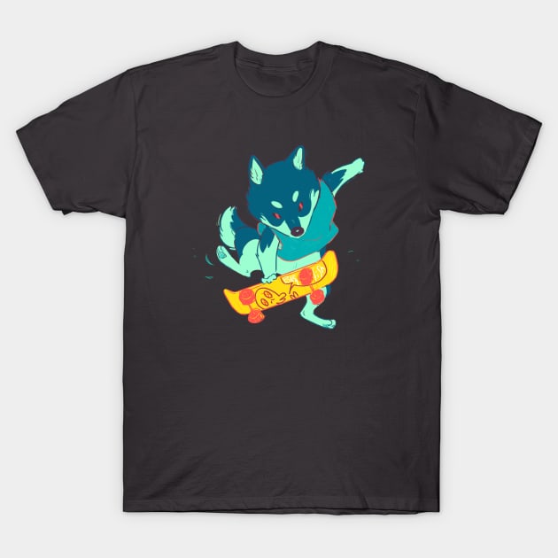 Skater Shiba T-Shirt by EricaFeldArt